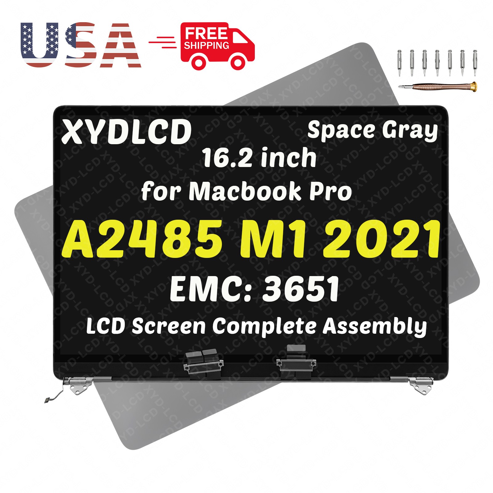 for Apple Macbook Pro 16″ A2485 EMC 3651 MK183LL/A MK193LL/A LCD Screen Assembly