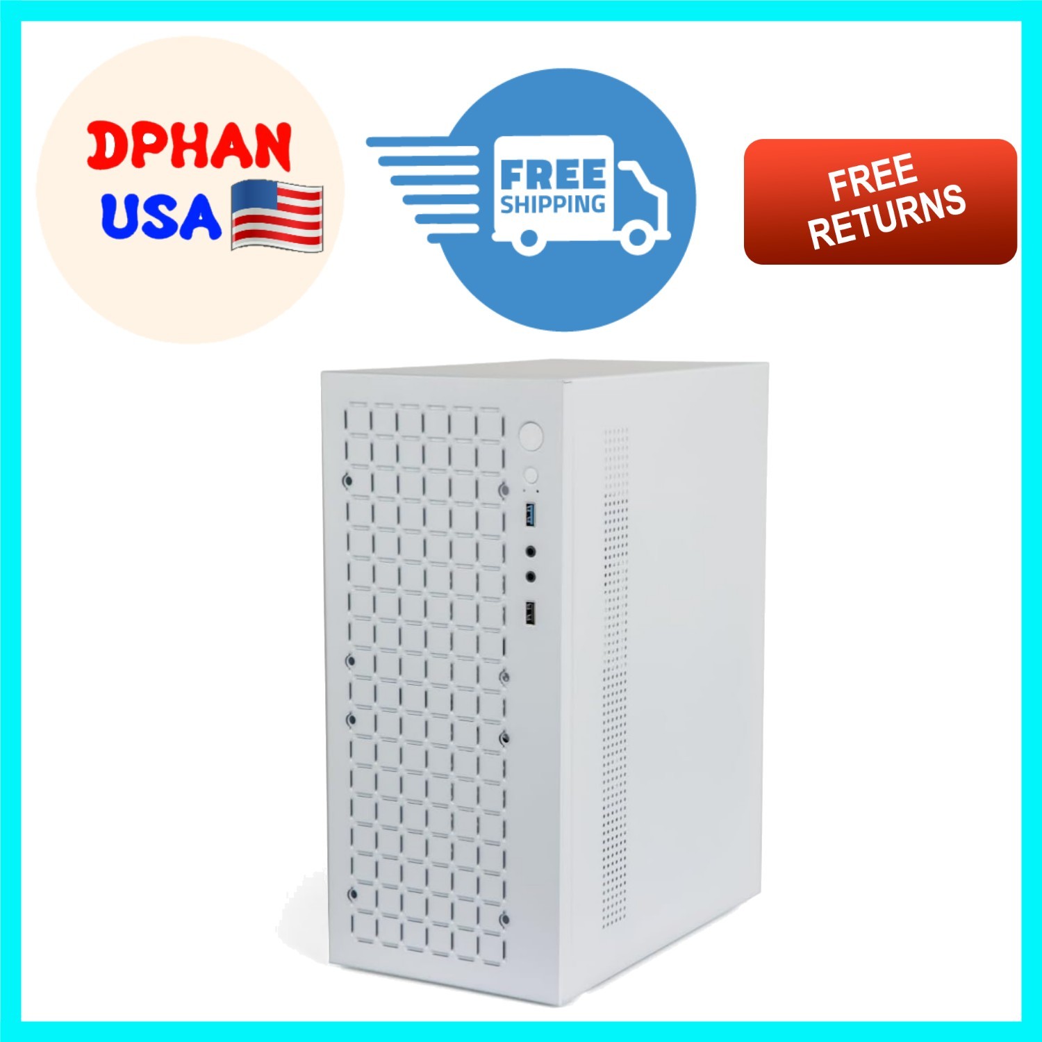 Sleek White Micro ATX Mini Tower Case – Optimal Cooling for Gaming and Business