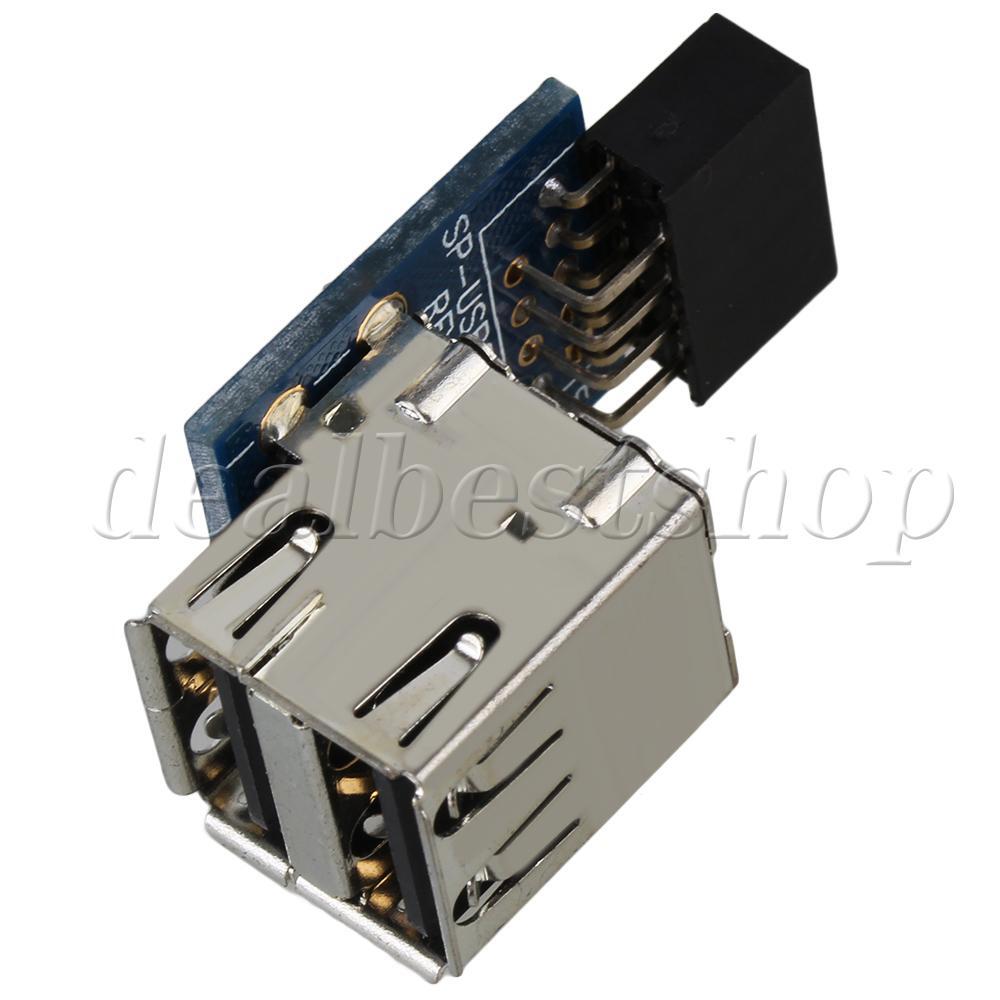 USB 2.0 9-Pin Header to Double Layer Type USB A Female Internal Port Adapter