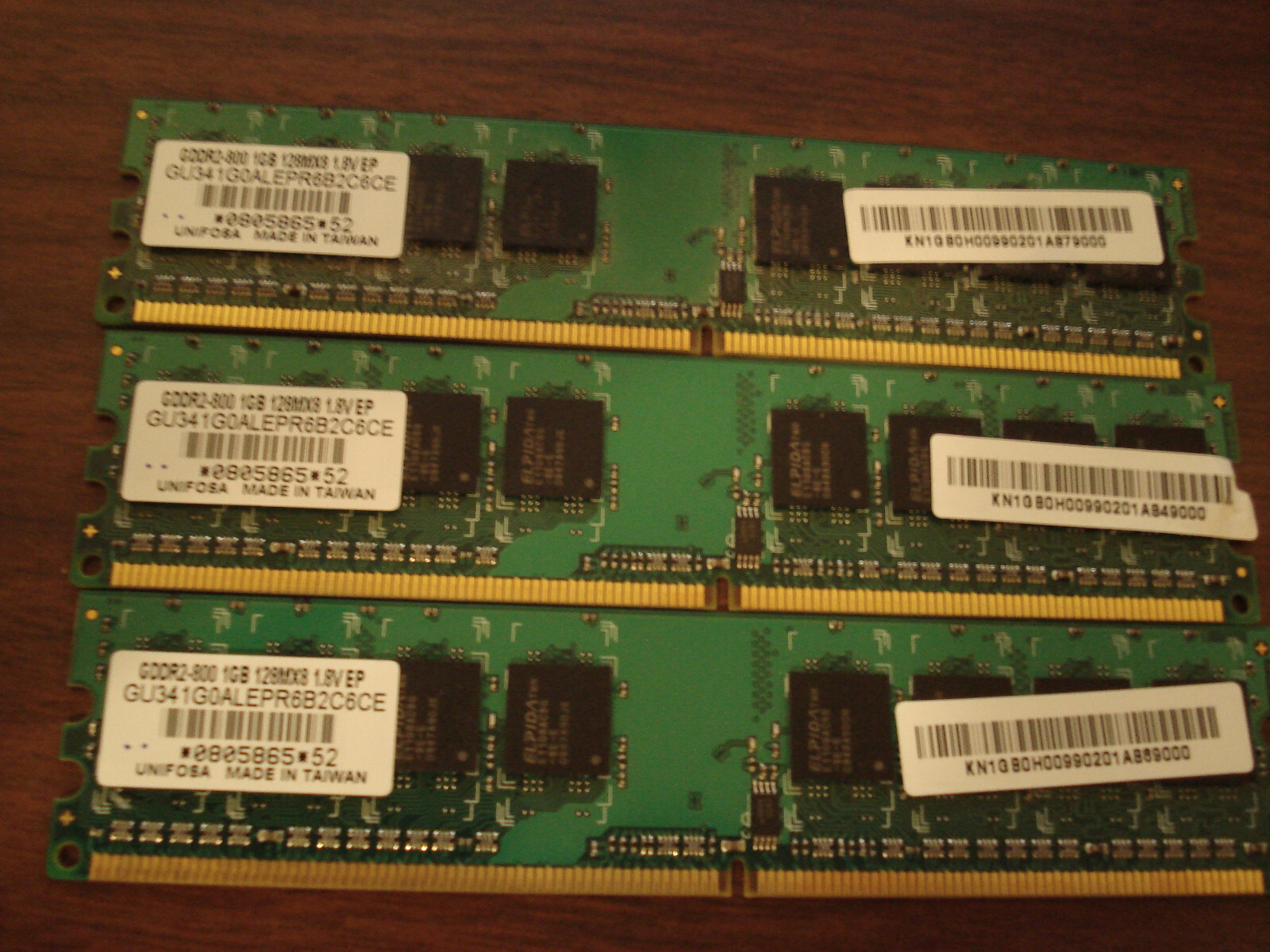 3 EACH GDDR2 -800, 1 GB Memory Module, 128MX8, 1.8V EP, TOTAL 3MB