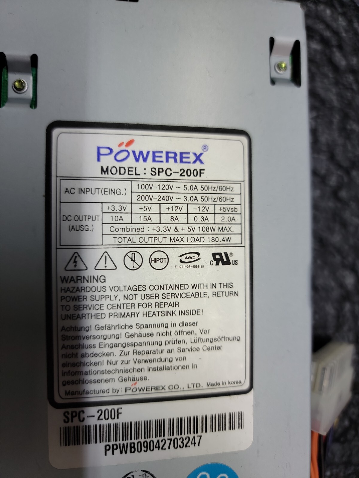 Powerex SPC Power Supply 180 Watt Brand New