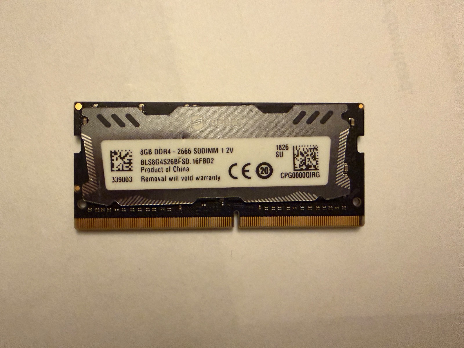 LOT OF 4 Micron Sport Ballistix 8GB DDR4-2666 Laptop RAM BLS8G4S26BFSD