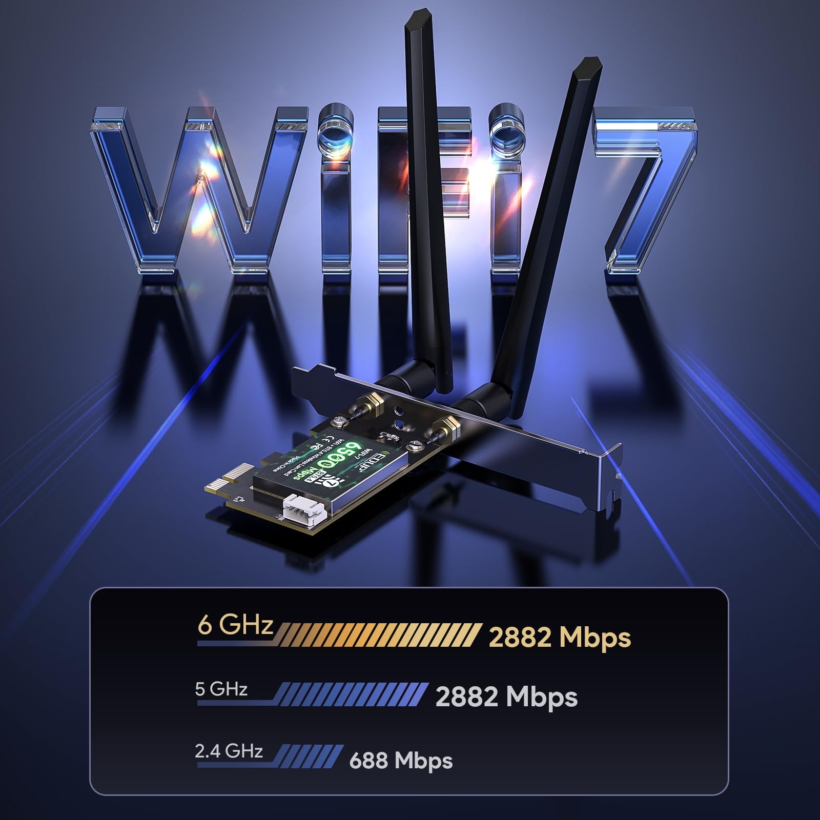 EDUP® PCIE WiFi 7 Card BE6500 Wi-Fi 7 Wireless Network 7 Card, Black