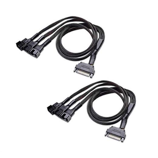 2-Pack 3 Computer Case Fan Splitter Cable with SATA Power – 16 Inches
