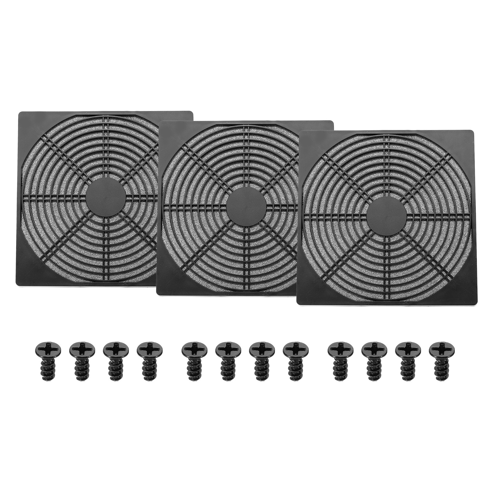 3Pcs 200mm Fan Filter Grill Plastic Ventilation Grill Cover with Screws Black