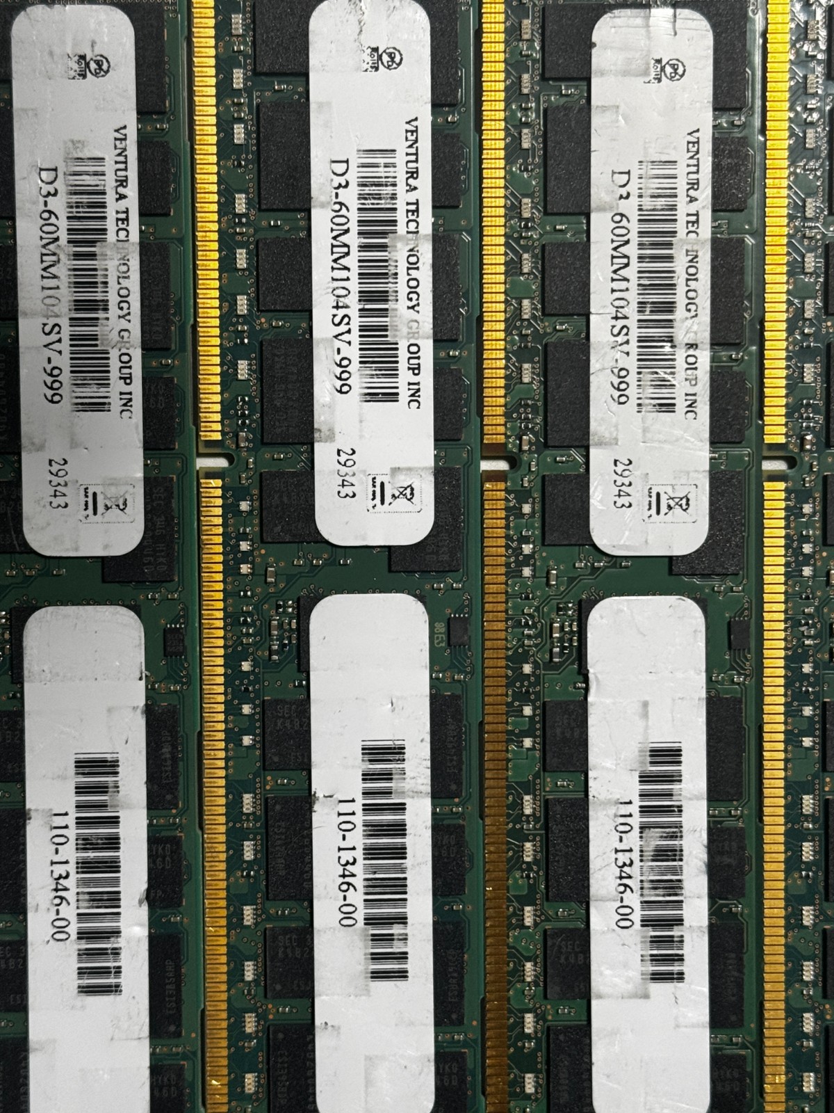 Lot of 16 Ventura Technologies 8GB DDR3 RAM Modules – Model D3-60MM104SV-999 (UN