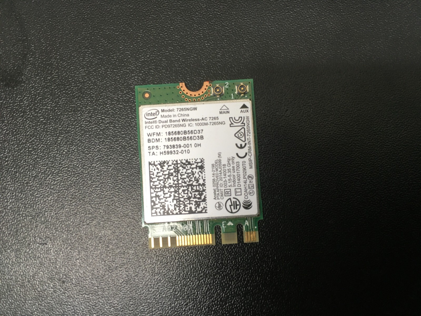 Intel Wireless-AC 7265 7265NGW 802.11ac 867M NGFF Dual Band Wifi+ BT 4.0 Card