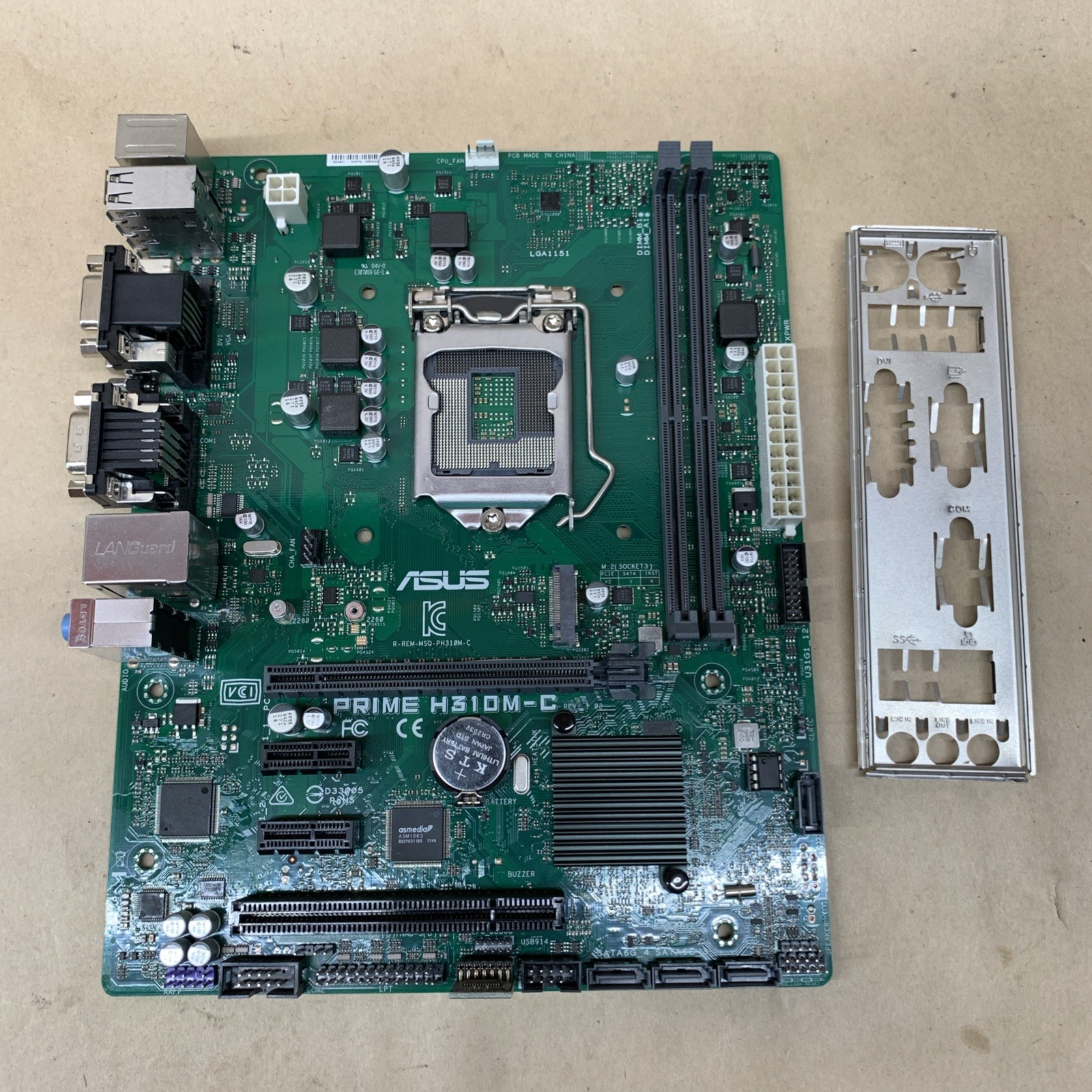 ASUS PRIME H310M-C DDR4 DVI+VGA PS2 Rev 1.0 Motherboard Tested Working