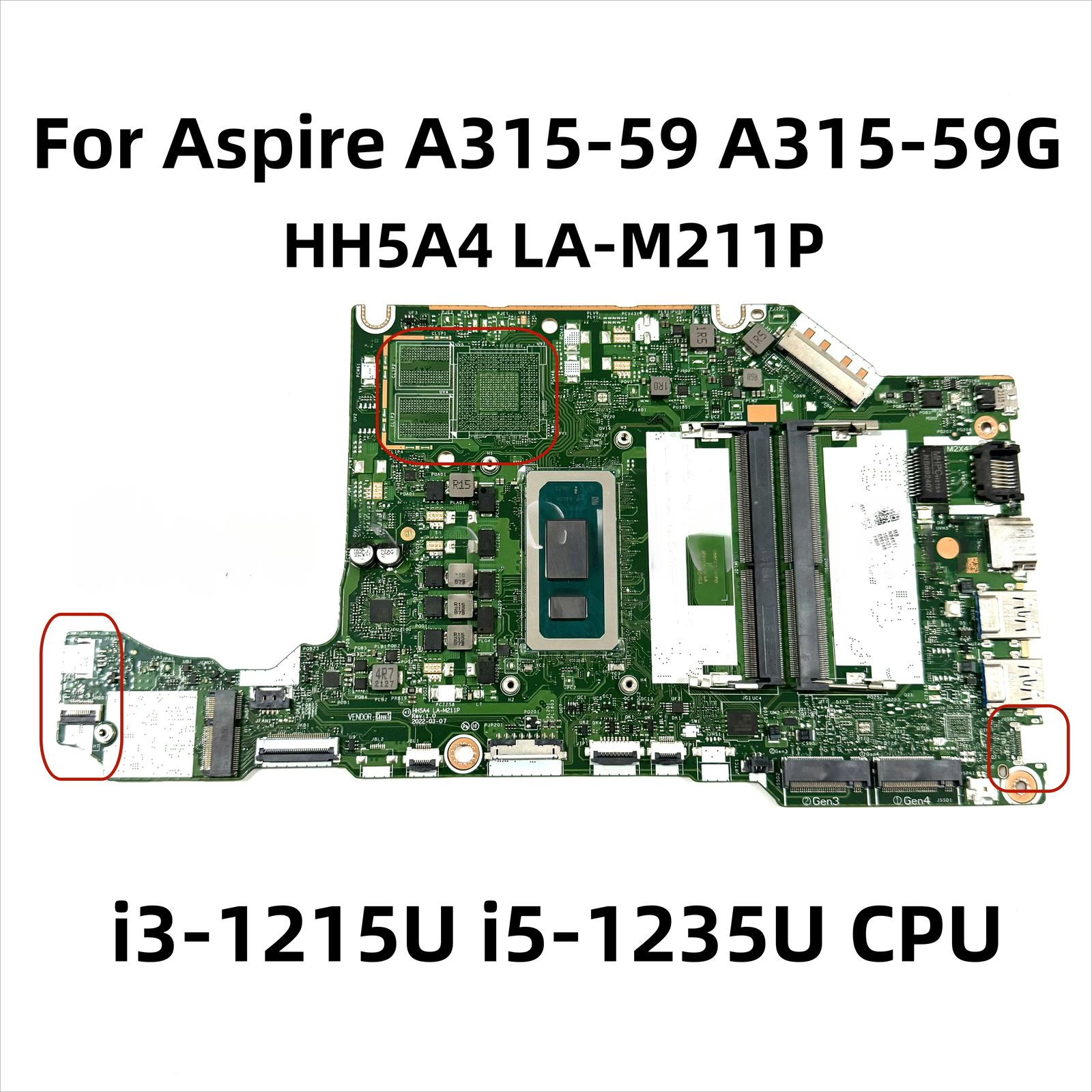 HH5A4 LA-M211P Mainboard For Acer A315-59G Laptop Motherboard With i5-1235U CPU