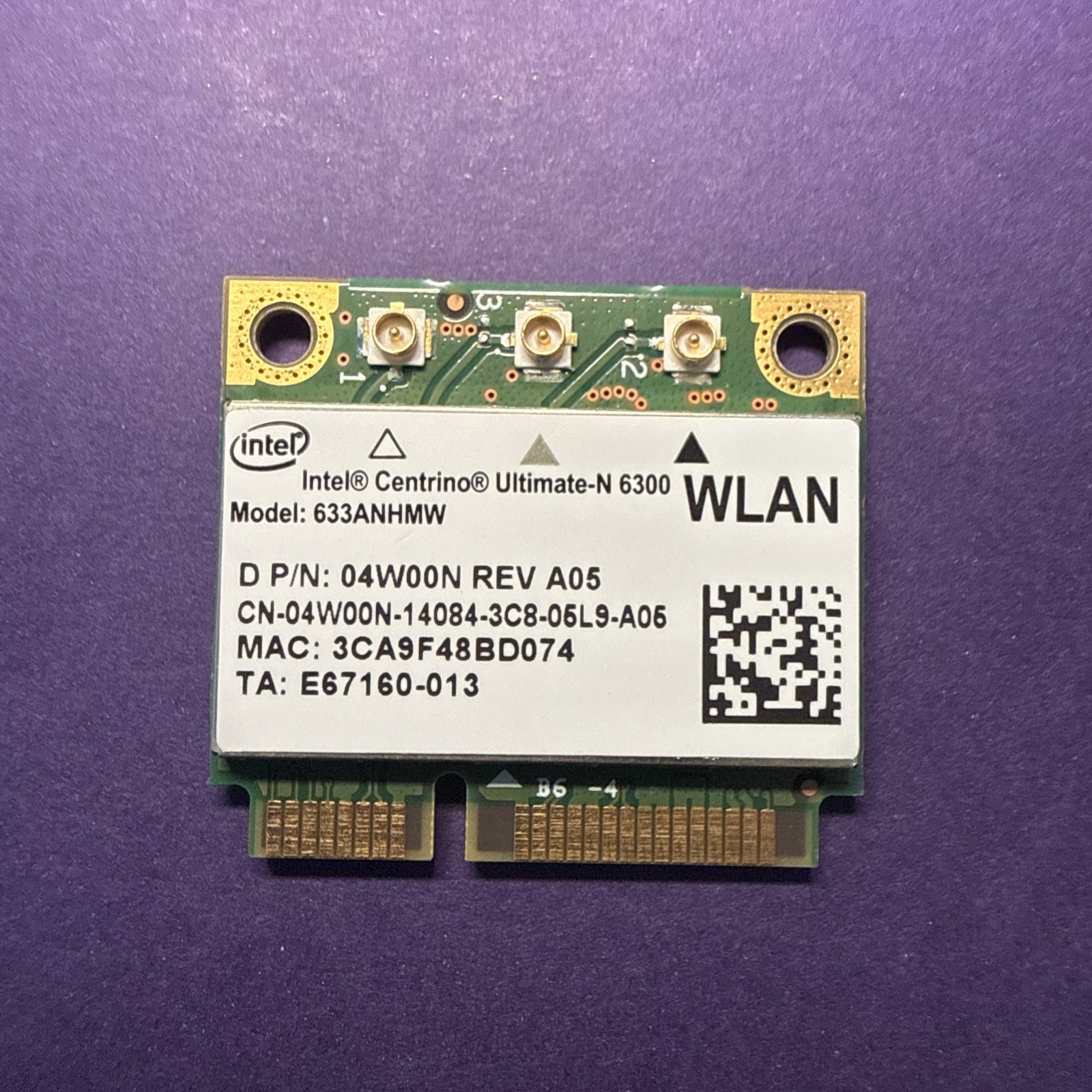 Intel Centrino Ultimate-N 6300 Dual Band Wi-Fi Half Mini PCIe 633ANHMW 450Mbps