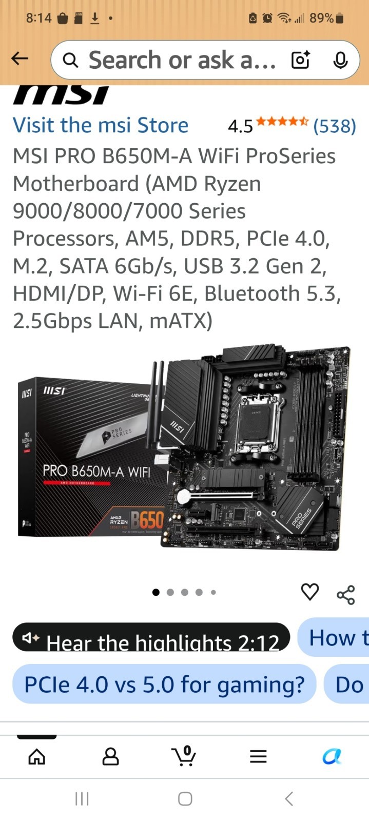 computer mother board. MSI PRO B650M-A