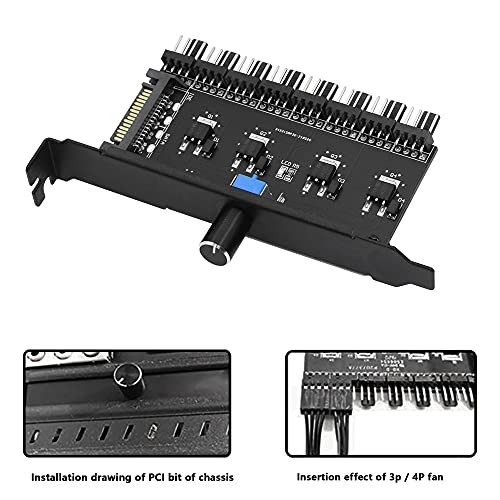 PC 8 Channels Fan Hub Knob Cooling Fan Speed Controller for CPU Case HDD VGA