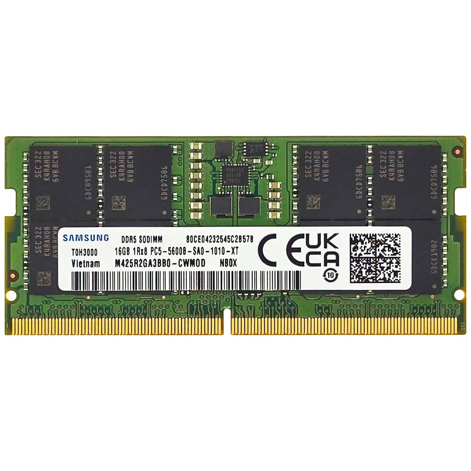 Samsung 16GB DDR5 5600MHz PC5-44800 CL46 SODIMM 1Rx8 Single 16GB, 1 Module
