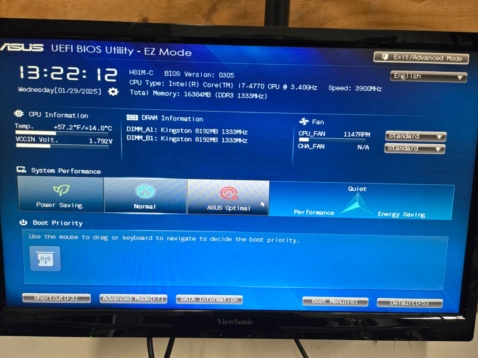 ASUS H81M-C/CSM LGA1150 MICRO ATX MOTHERBOARD W/ INTEL I7-4770 3.10GHZ 16GB RAM