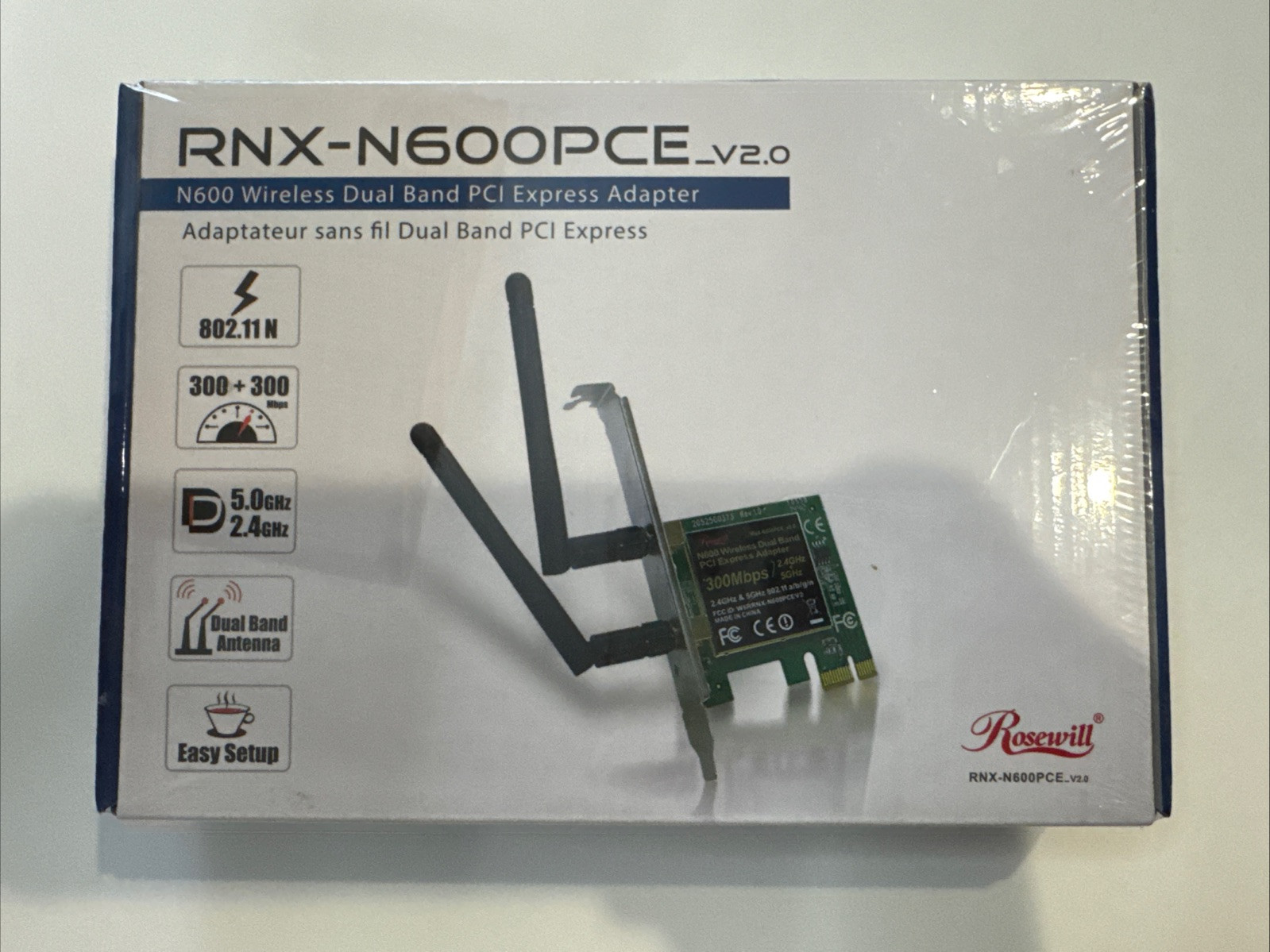 Rosewill RNX-N600PCE_v2.0 N600 Wireless Dual Band PCI Express Adapter *NEW*