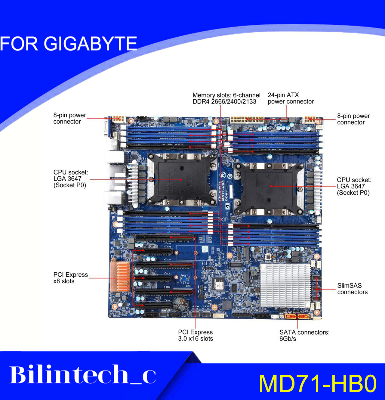 FOR GIGABYTE MD71-HB0 LGA2011 128GB DDR4 VGA Server Motherbroad Test ok