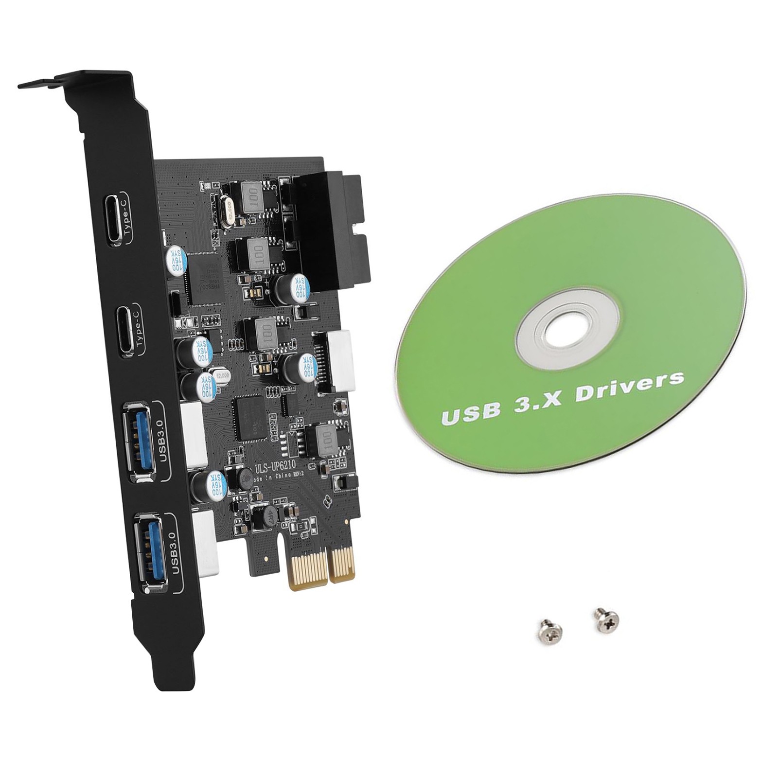 1PC 4-Port USB-C/A Expansion Card PCIe X1/X4/X8/X16 5Gbps Transfer Plug-N-Play