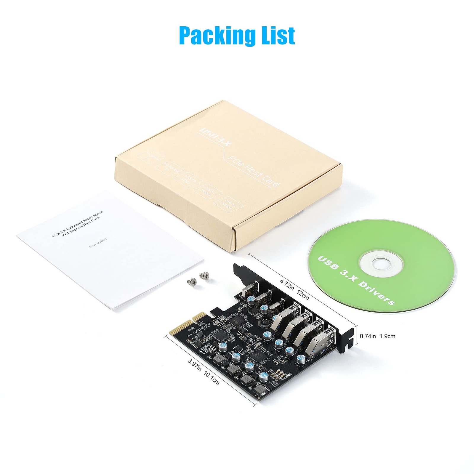 PCIe to USB 3.2 Gen 2 Card with 20 Gbps Bandwidth 7 Ports (4 black