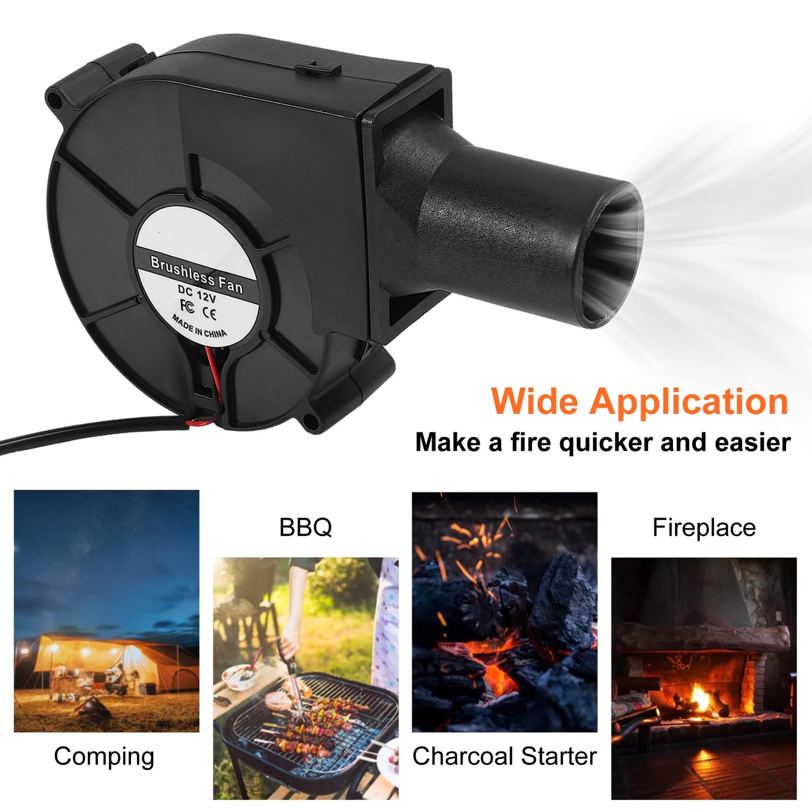 97mm x 33mm BBQ Fan 12V Blower with 110V/120V Variable Speed 9733, fan