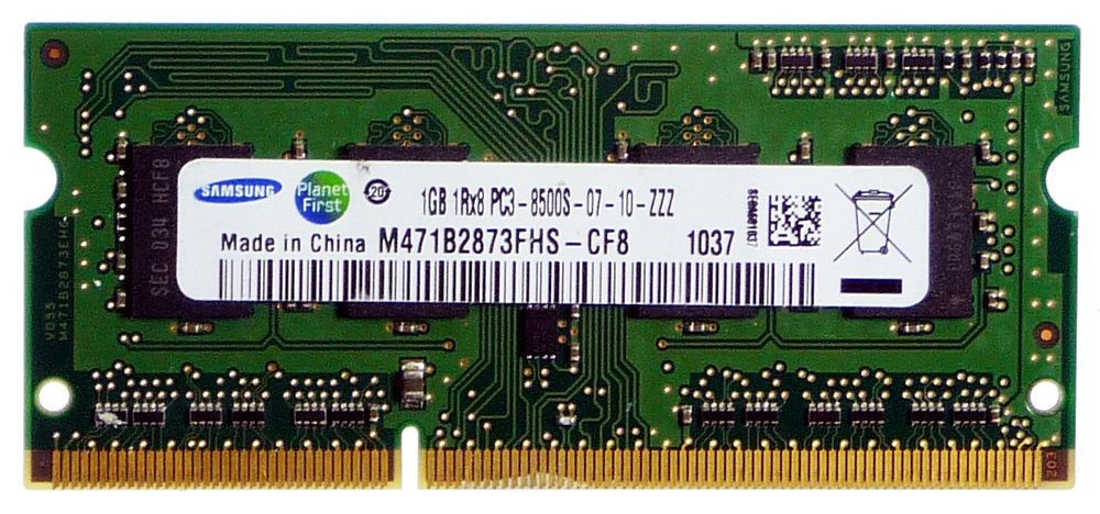 Samsung PC3-8500 (DDR3-1066) 1 GB SODIMM 1066 MHz PC3-8500 DDR3 Memory