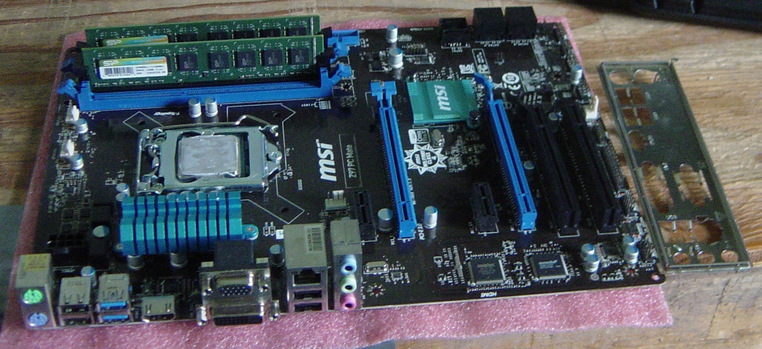 MSI Z97 Intel motherboard with an Intel 4670K processor