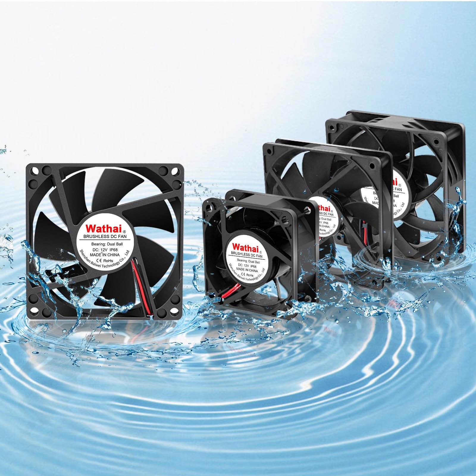 120mm x 38mm 12V DC IP68 Waterproof Exhaust Fan, Dual Ball Bearing, 116 CFM, …