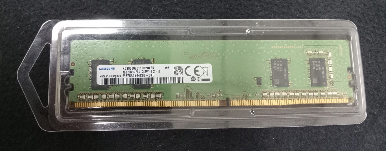 SAMSUNG 4GB 1Rx16 PC4-2666V-UC0-11 Memory M378A5244CB0-CTD