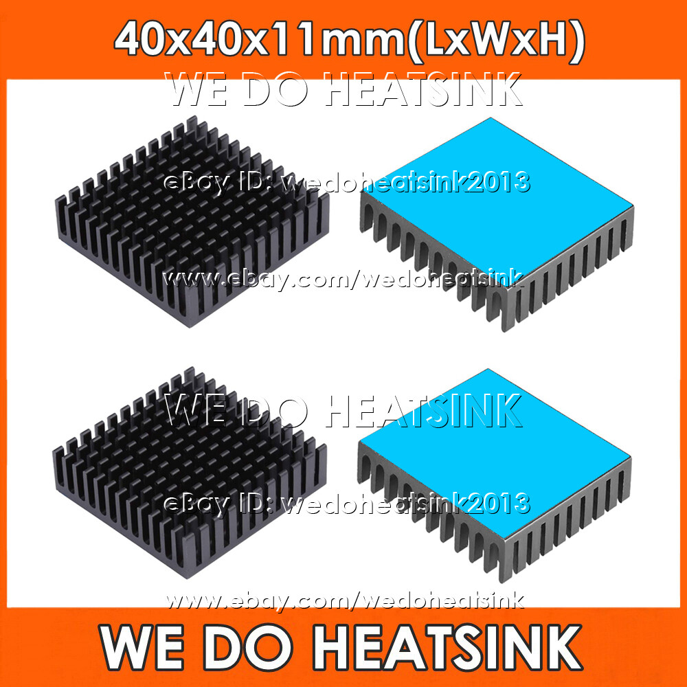 40x40x11mm Black Anodized Heatsink Radiator Cooler With Adhesive Tape Applied