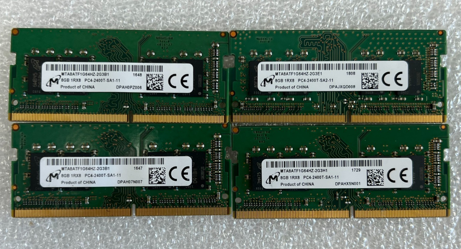 LOT 4X Micron 8GB DDR4 SO‑DIMM Laptop RAM PC4‑2400T MTA8ATF1G64HZ – TESTED