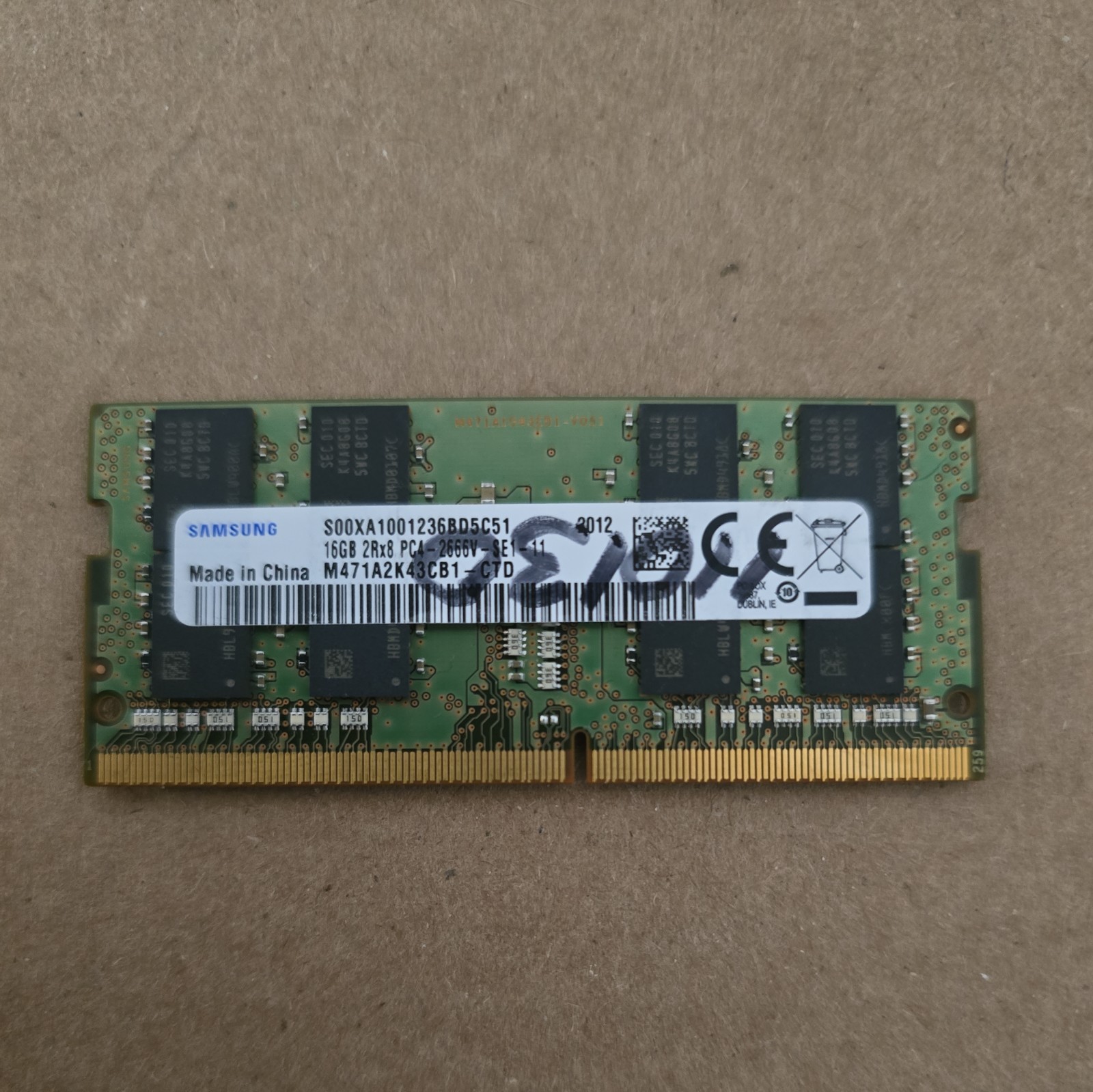 Samsung 16gb 2rx8 Pc4-2666v-se1-11 M471A2K43CB1-CTD Laptop Memory Ram