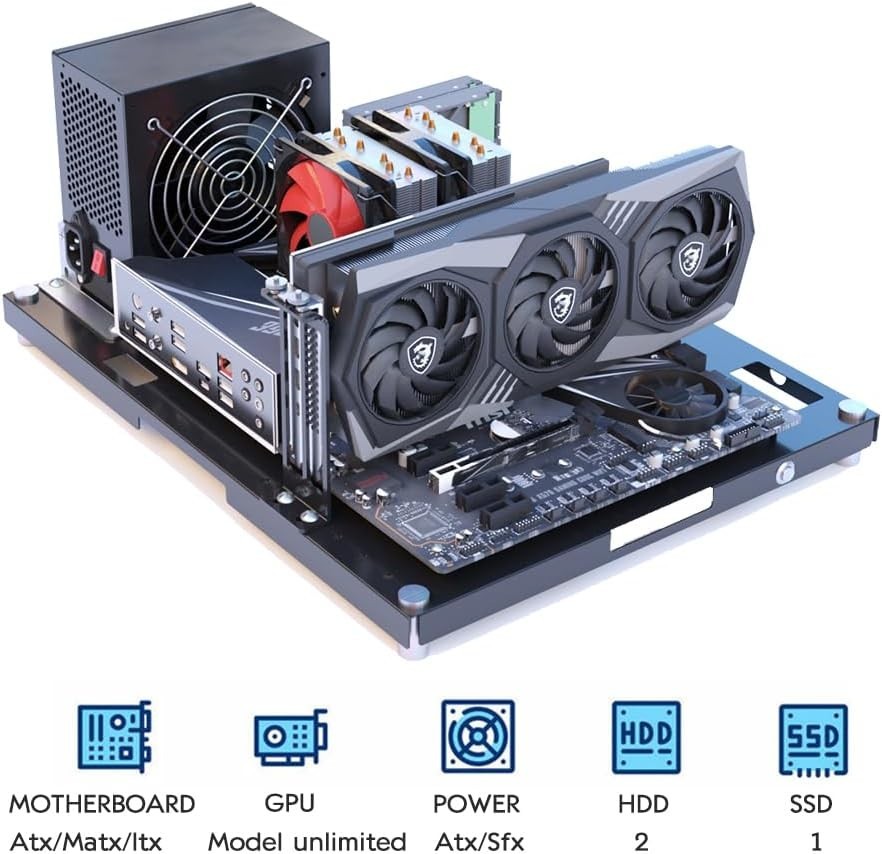 DIY Computer Case PC Frame Desktop Open Chassis Case PC Test Bench Support….
