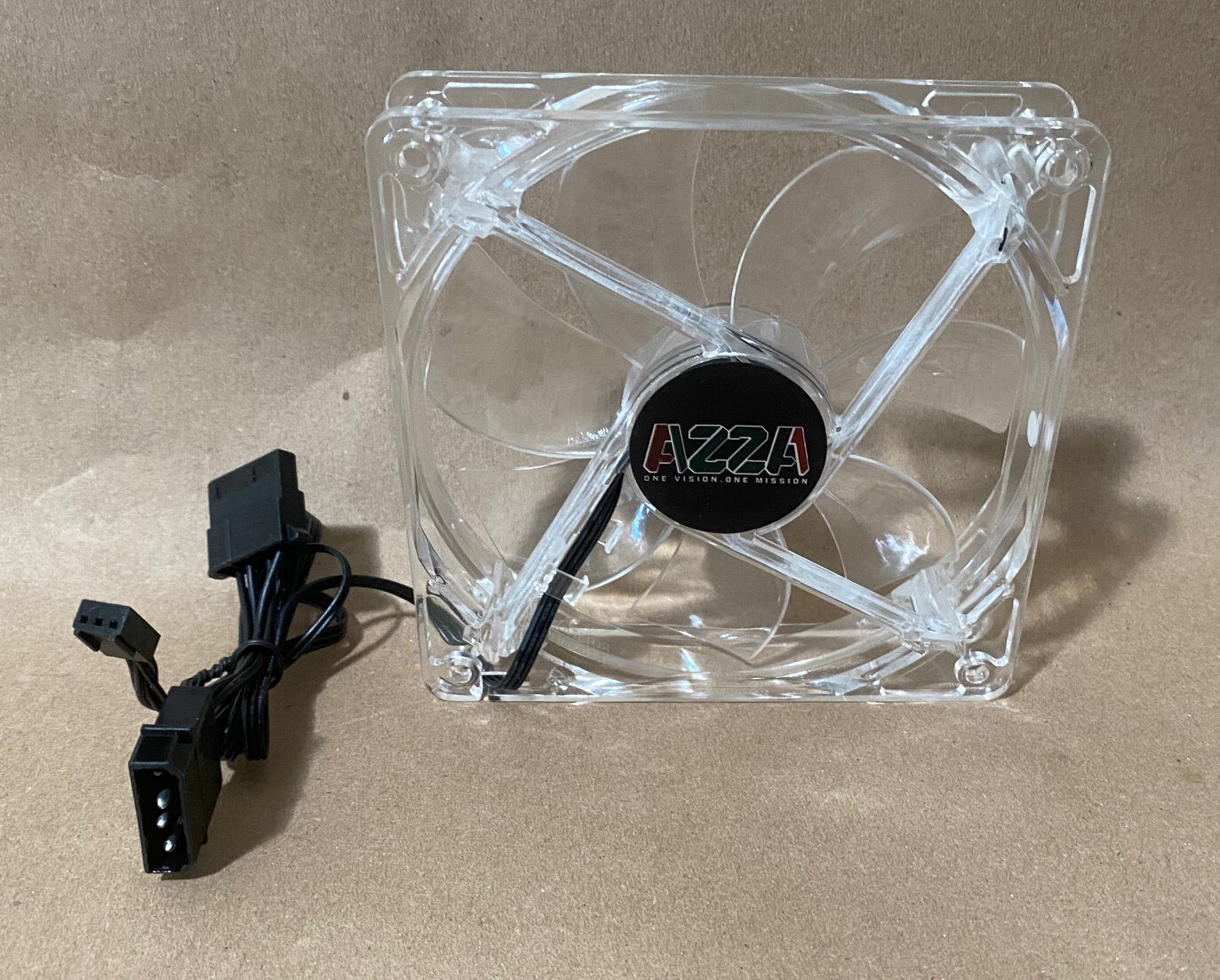 LOT 2pcs: NEW AZZA 120mm White LED 3pin/ Molex Gaming PC Case Clear Cooling Fan