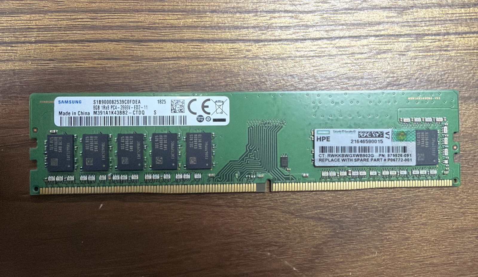 Samsung 8GB DDR4 PC4-2666V 288-Pin UDIMM Unbuffered RAM M391A1K43BB2-CTDQ