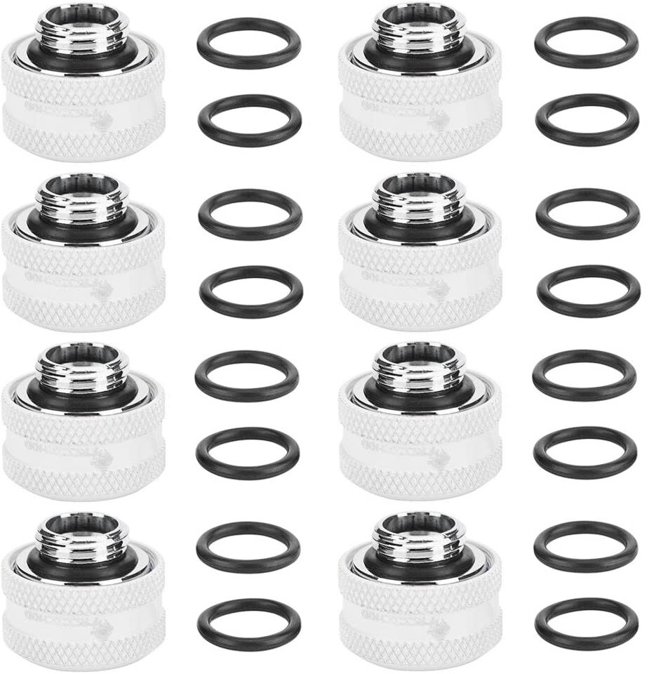 8 Pcs FreezeMod G1/4 Thread Compression Fitting for 16mm OD Hard Rigid TUBE WHT