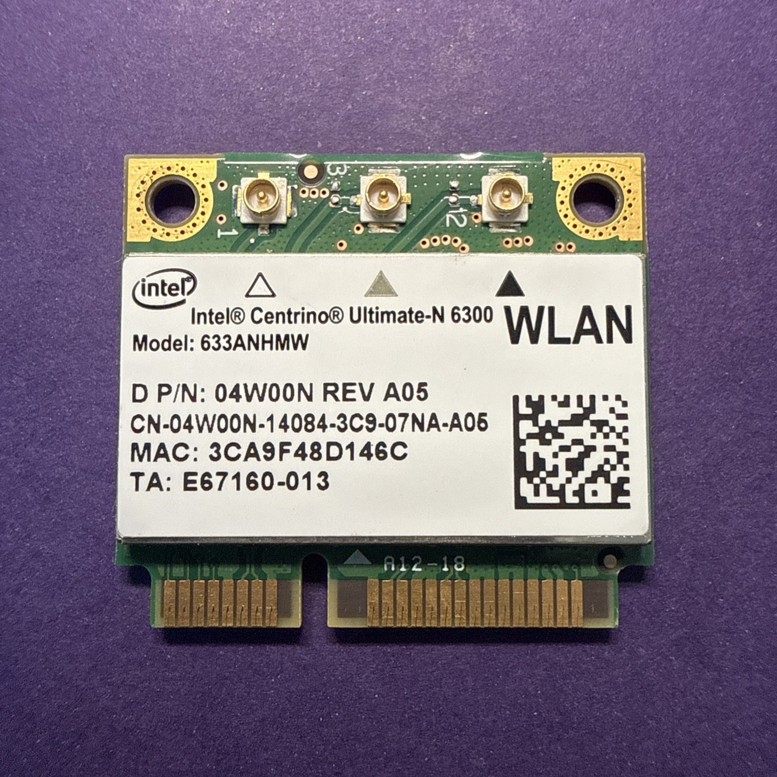 Intel Centrino Ultimate-N 6300 Dual Band Wi-Fi Half Mini PCIe 633ANHMW 450Mbps