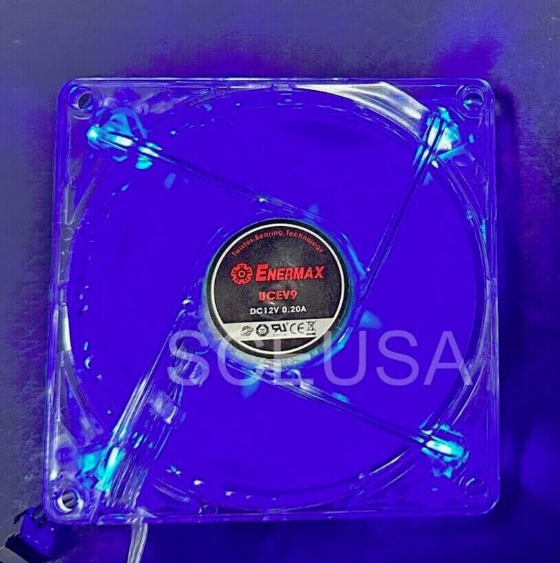Twister XUCEV9N 92mm PC Case Fan, Blue LED, 1500 RPM, Clear Frame, 3-Pin Conn…