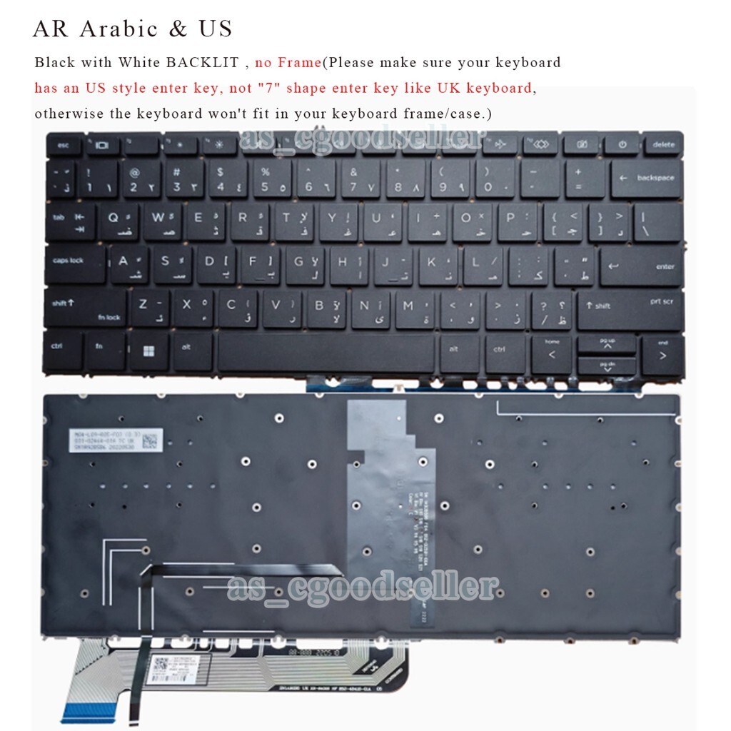 New for HP Dragonfly Folio 13.5 inch G3 2in1 Keyboard AR RU KR BACKLIT no Frame