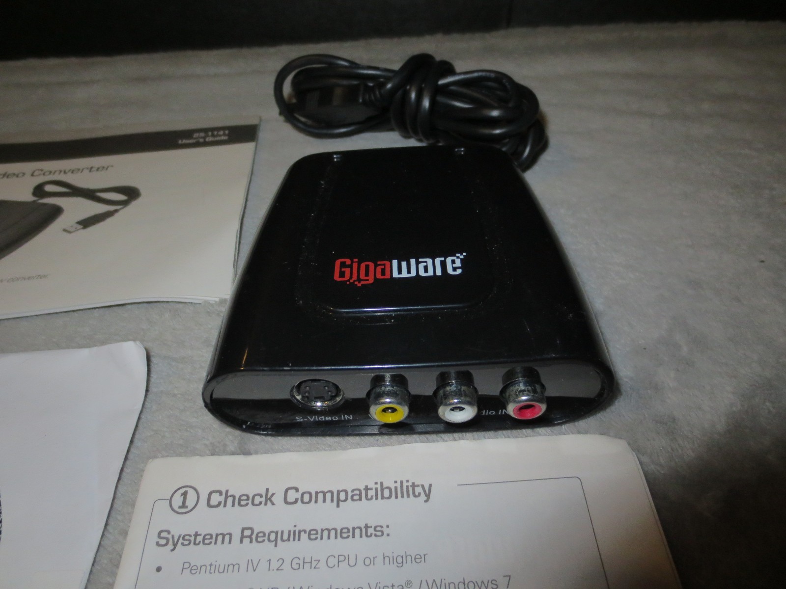 Gigaware VHS to DVD Video Converter Model 25-1141 USB Capture Device