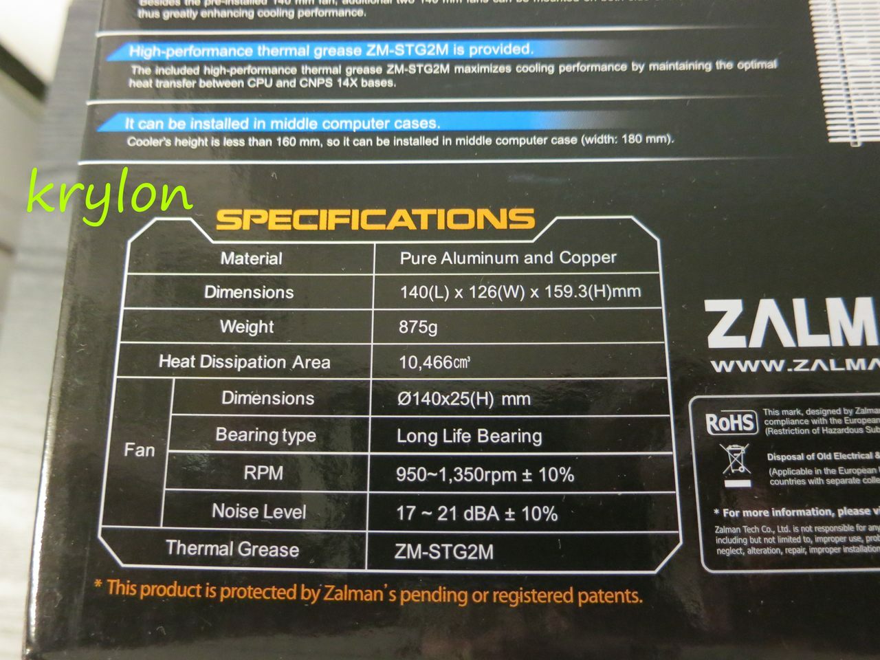 NEW RETAIL BOX Zalman 140mm Desktop Cooling Fan & Heatsink Assembly CNPS 14X PWM
