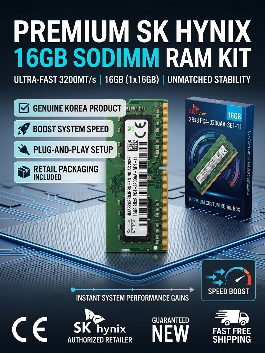 SK hynix 16GB DDR4-3200 PC4-3200AA 260-Pin SO-DIMM RAM Unbuffered