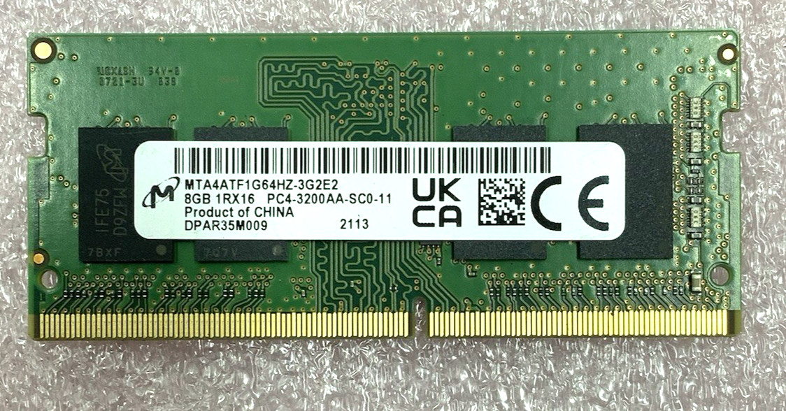 Micron 8GB DDR4 1RX16 PC4-3200AA SODIMM Memory | MTA4ATF1G64HZ-3G2E2