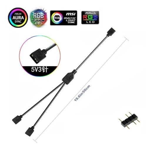 1-to-2 ARGB Splitter Cable, 19.6in 50cm ARGB 1-to-2 ARGB Spliter Cable 50cm