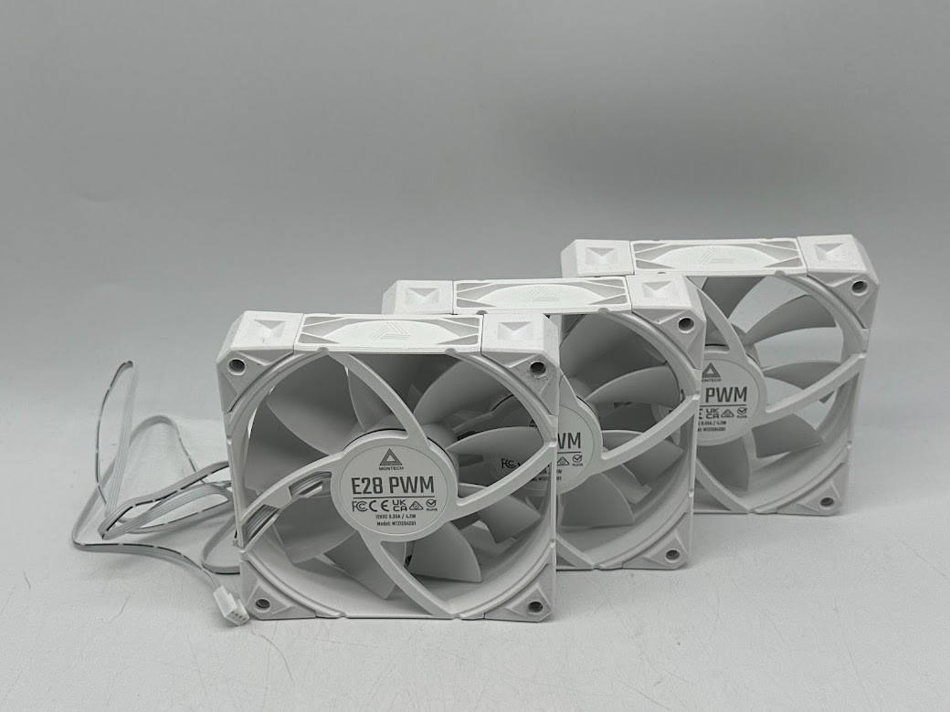 Montech E28 PWM Fluid Dynamic Bearing 120mm Case Fan – White (3 Pack)