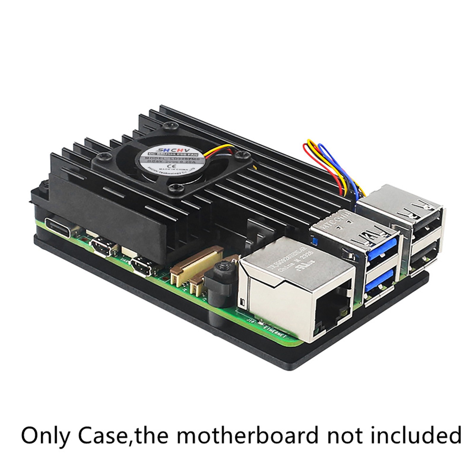Aluminum Alloy Protective Case Housing w/ Cooling Fan For Raspberry Pi 5
