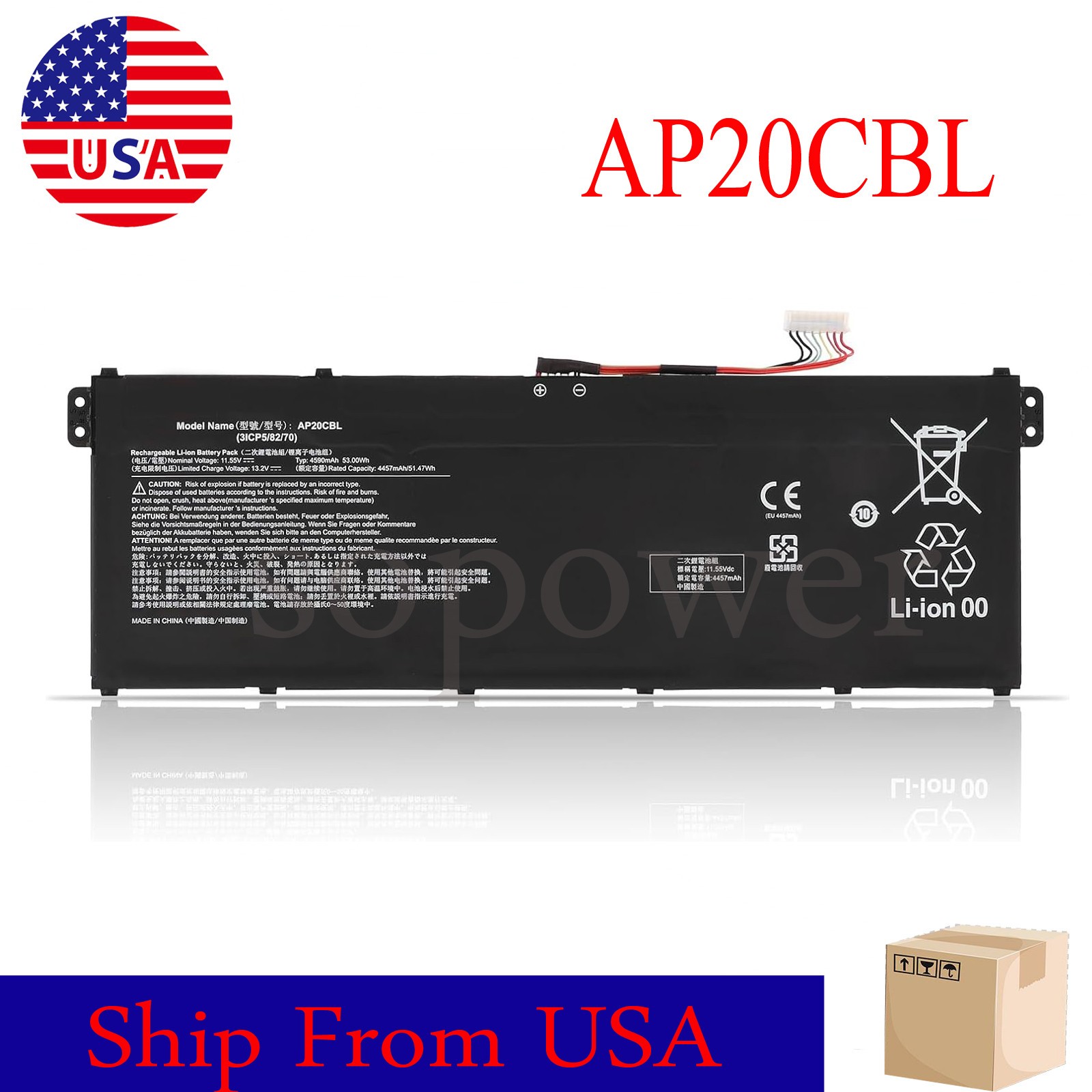 Battery for A515-56T Aspire 7 A715-43G Vero AV15-51 TravelMate Spin B3 B311RNA-3