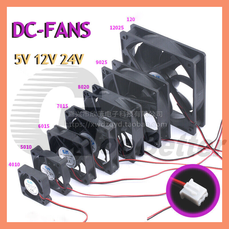 DC Fans 5V 12V 24V PC Computer Cooling Fan Brushless 40 50 60 70 80mm 90mm 120mm