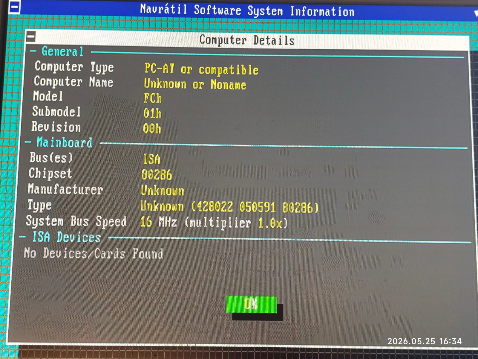 RARE 286 Motherboard PCPartner 35-7035-04-00 with Harris 16 Mhz, FPU + 2 MB RAM
