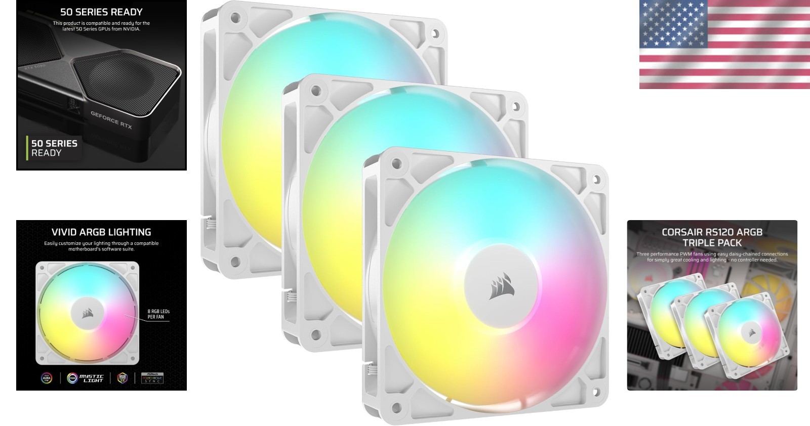 Triple Pack RS120 ARGB 120mm Fans – High Airflow, Low Noise & Magnetic Bearings