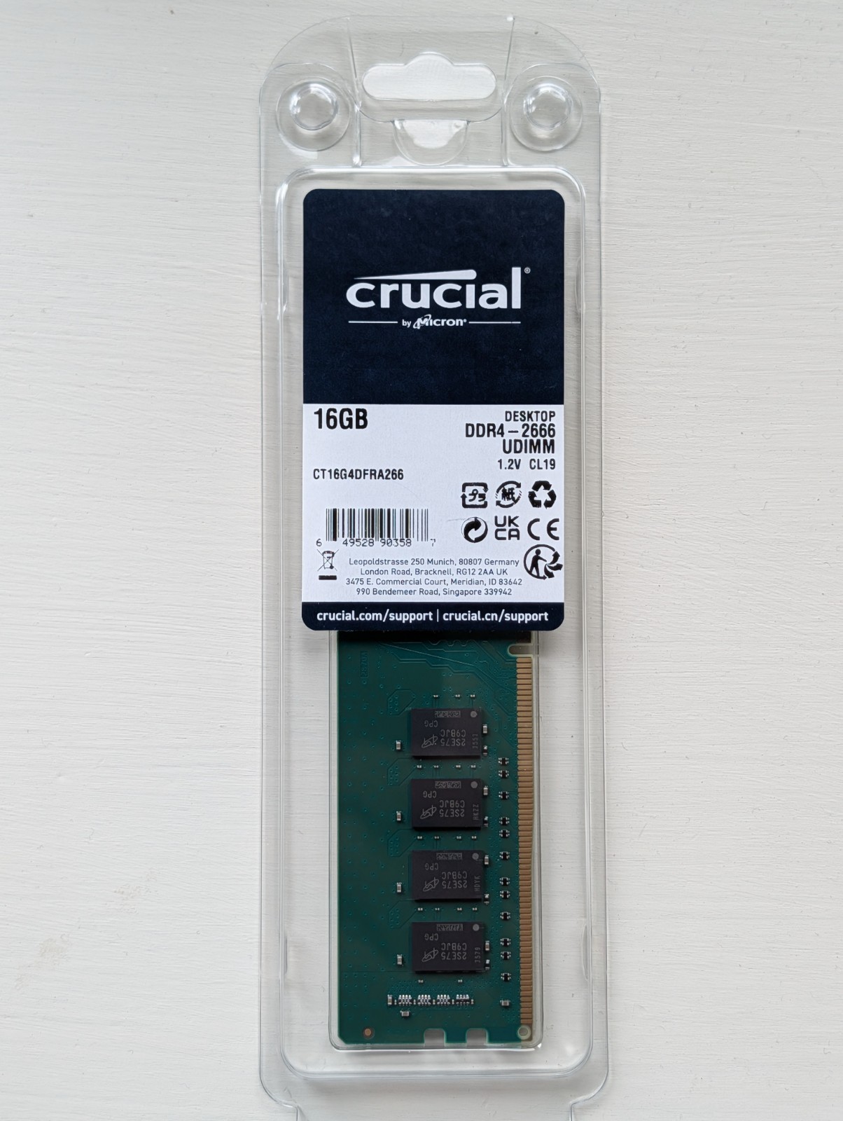 Crucial 16GB PC4-21300 (DDR4-2666) Memory (CT16G4DFRA266) UDIMM RAM