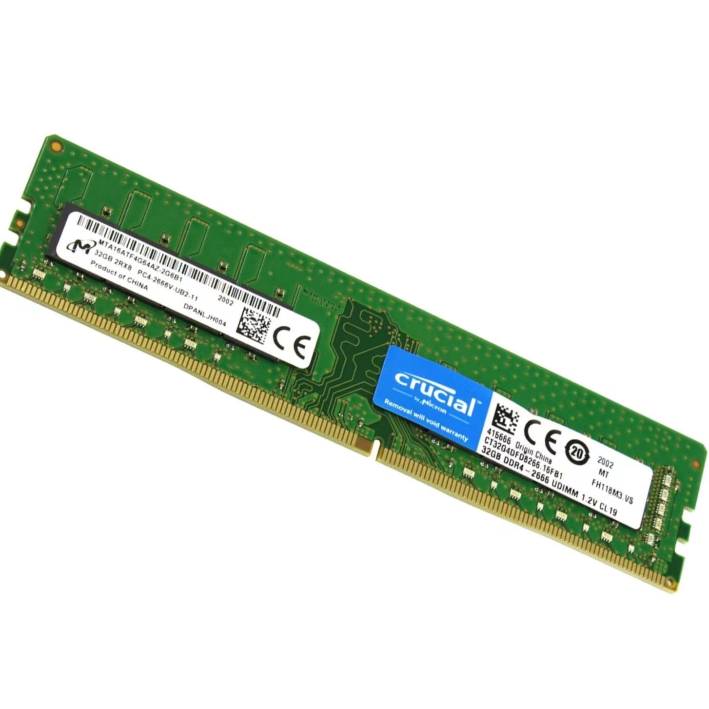 Crucial 64GB 2X32GB DDR4 2666MHz PC4-21300 CL19 Non-ECC UDIMM Desktop Memory Ram